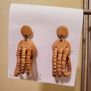 Wood beaded earrings.